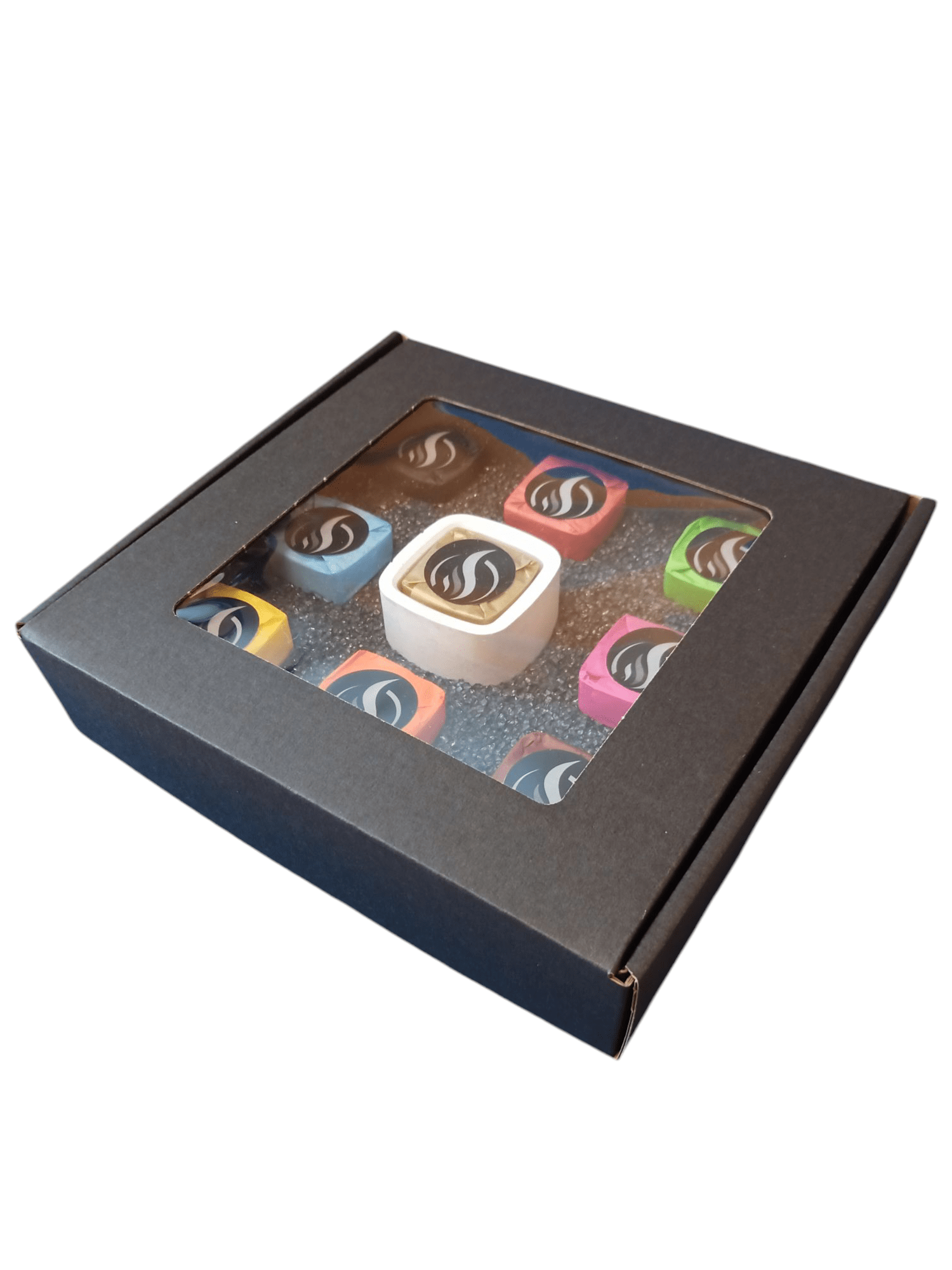 Sada mini svíček se svícnem a sójovými kostkami (Mix)